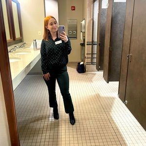 Dark grey crop flare work pants